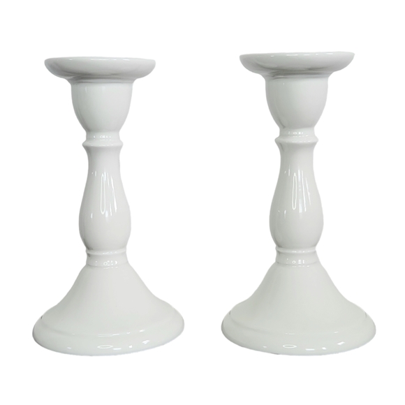 Red Cliff Accents Set Of 2 Vintage Red Cliff Ironstone Candlesticks